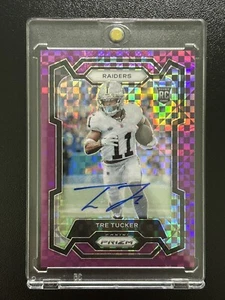 2023 Panini Prizm Tre Tucker #362 Purple Power RC Auto /49 Las Vegas Raiders - Bild 1 von 3