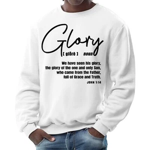 Mens Graphic Sweatshirt - Glory - Christian Inspiration - Black - Picture 1 of 70