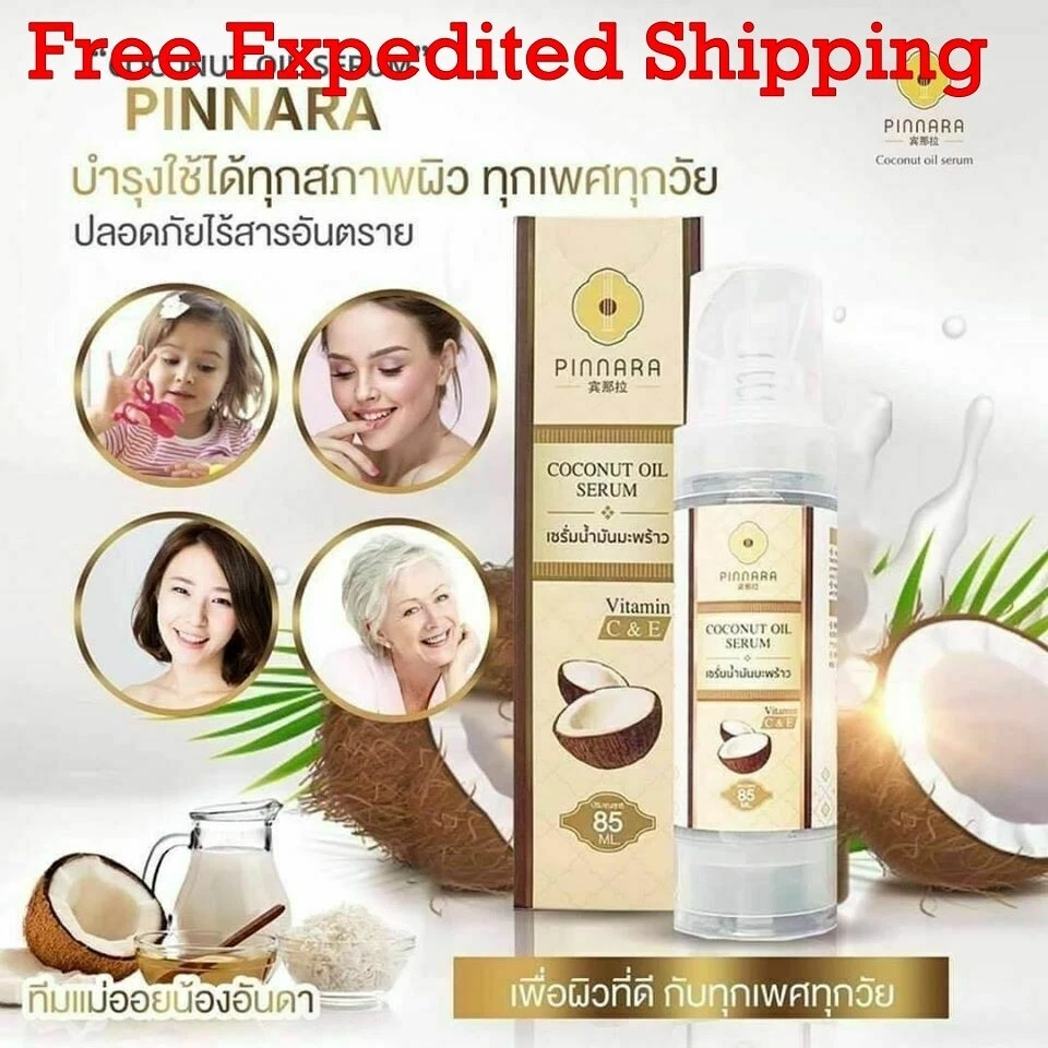 6x Coconut Oil Serum Pinnara Virgin Cold Press Vitamin E C Face Body Hair
