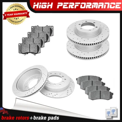 Rotores de freno delanteros traseros pastillas de cerámica para Toyota 4Runner Lexus GX460 2010-2023 Foto 1 de 4