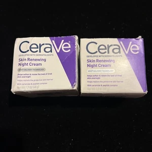 Lot Of 2 CeraVe Skin Renewing Night Cream - 1.7 Oz. - Ceramides & Peptides #L12 - Picture 1 of 3