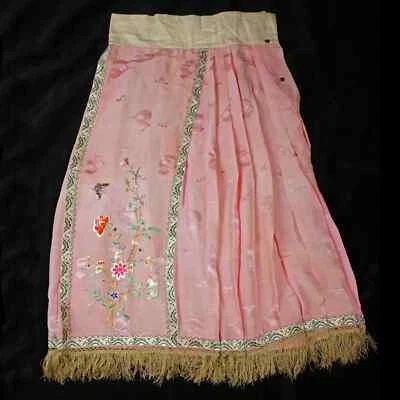 Винтажная китайская розовая шелковая юбка республиканский период c 1930 - Изображение 1 из 4