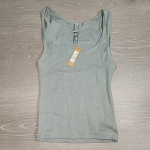 Skims Ap Tank Top, Cotton Ribbed, Women Small, Mineral Color, Gray Green,Cropped - Picture 1 of 8