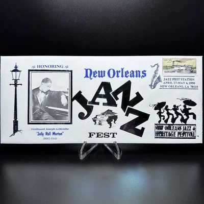 New Orleans Jazz Fest (RARE MINT) - SIGNED/Artist - Jelly Roll Morton - 1990 FDC - Image 1 of 4