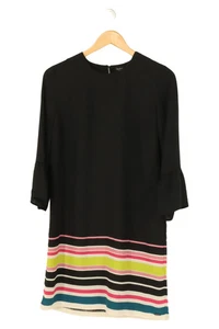 PEPE JEANS Abito Casual Donna Nero a Righe con Volant (IT 36, EU 32) - Foto 1 di 2