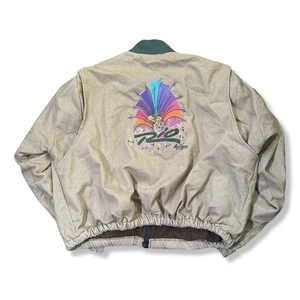 Vintage 90s Rio Casino Satin Bomber jacket Y2K Embroidered Black Las Vegas - Picture 1 of 7