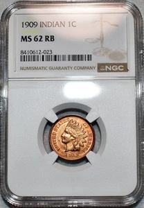 NGC MS-62 RB 1909 Indian Head Cent, Blazing, Clearly Full-Red specimen! - Picture 1 of 2