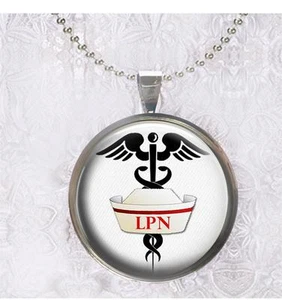 LPN Licensed Practical Nurse Round Setting Pendant Charm or Keychain Medical - Picture 1 of 1