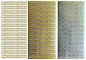 HAPPY BIRTHDAY Peel Off Stickers Sentiments Card Making Gold or Silver JEJE - Picture 1 of 5