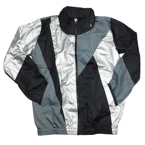 Windjacke 80s Windbreaker Modell 1 grau Jacke 1980er Rave Techno silber neon 90s - Picture 1 of 60