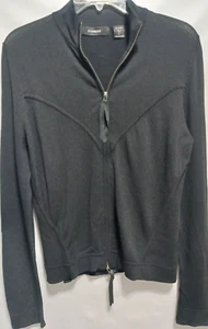 Express Juniors Long Sleeve Large Black Sweater Zip Up - Picture 1 of 10