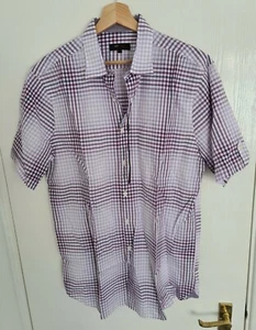 BNWT Men's Purple Check AR Red Short Sleeve Shirt Size Large - Picture 1 of 7