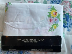 NEW! RALPH Lauren ~KING SUNNYVALE FITTED SHEET Retired Floral Flowers Pink White - Picture 1 of 10