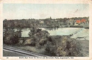 Postkarte IN: Vogelperspektive, Eel River Riverside Park, Logansport, Indiana 1908 - Bild 1 von 3