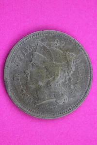 Hi Grade 1867 Three 3 Cent Nickel Semi Key Date Coin Same Coin In Pic 2-269 - Picture 1 of 3