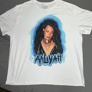 Aaliyah Air Brushed Graphic White Tee Officially licensed Adult 3XL -672 - Picture 1 of 10