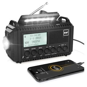 Tragbares Digitalradio Solar Kurbelradio mit 5000mAh Akku Notfallradio - Bild 1 von 11