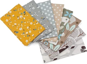 Stoffset: 8 Patchwork Stoffe, 100 % Baumwolle, 50 x 40 cm, gelb & grau - Bild 1 von 1