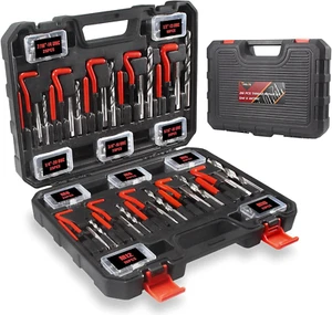 Thread Repair Kit, 261-Piece HSS Drill Helicoil Repair Kit SAE & Metric 1/4" 5/1 - Picture 1 of 9