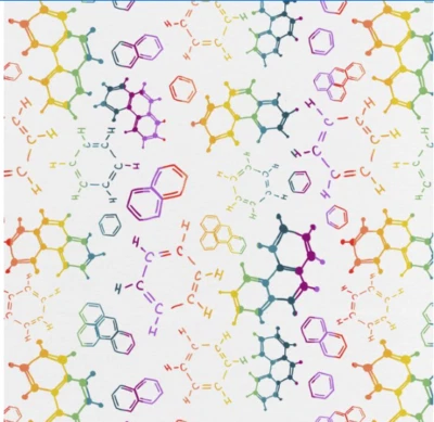 BTY David Textiles MOLECULAR BONDS on White Print 100% Cotton Quilt Fabric YARD - Image 1 of 3