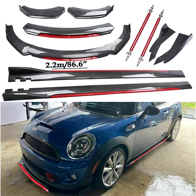 For Mini Cooper Front Bumper Lip Spoiler/ Body Kit+Side Skirt Carbon Fiber — 第 1/4 张图片