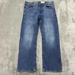 T.K. Axel Jeans Uomo 34x30 Blu Slim Bootcut Lavaggio Medio Denim Tasche Lavoro Logo - Foto 1 di 8