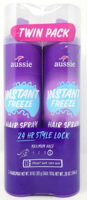 Aussie Instant Freeze Hairspray Strong Hold 24hr Style Lock 10 OZ, Twin 2 Pack - Image 1 of 4
