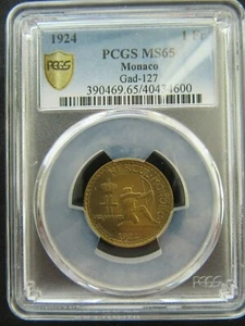 Monaco : 1 Franc 1924 ; PCGS : MS 65 UNC - Picture 1 of 2