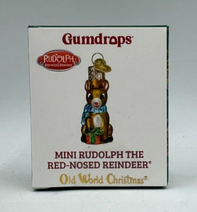 Alte Welt Weihnachten Mini Rudolph Ornament mundgeblasenes Glas Rentier mit roter Nase - Bild 1 von 3