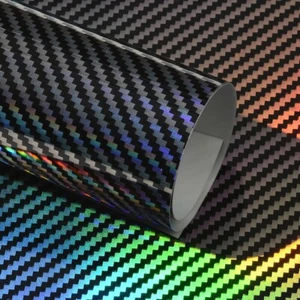 Black Colourful Carbon Fiber Pattern Wrap Vinyl Car Body Air Release Film Sheet - Picture 1 of 16