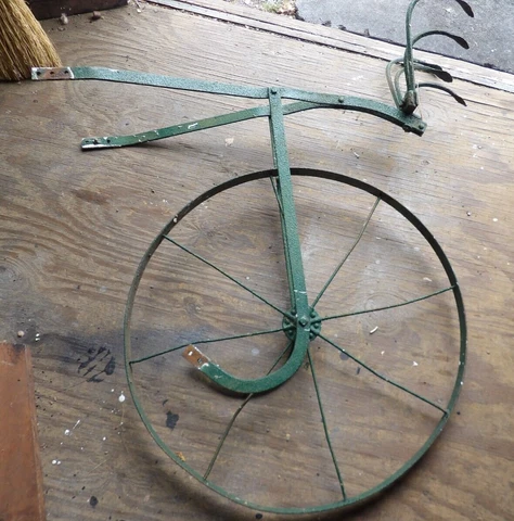 Vintage Antique Iron Age Farm Cultivator Single Wheel Garden Tool and Tines Cover