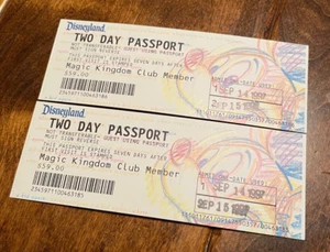 Vintage 2 Disneyland 1997 Two day passport tickets expired used - Picture 1 of 2