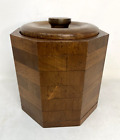 Vintage Mid Century Kustom Kraft Black Walnut Barware Ice Bucket Cooler