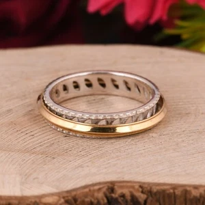 HANDMADE Jewelry 925 Solid Sterling Silver Spinner Two Tone Meditation Ring Size - Picture 1 of 6
