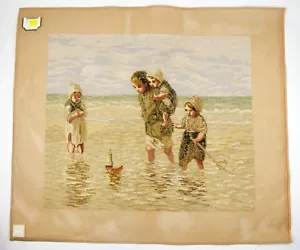 Lindhorst Tapisserie Needlepoint Children at the Beach Tapestry Needlework Wall - Picture 1 of 3