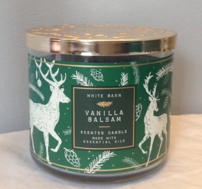 BATH & BODY WORKS WHITE BARN VANILLA BALSAM 3-WICK CANDLE 14.5 OZ. NEW - Image 1 of 4