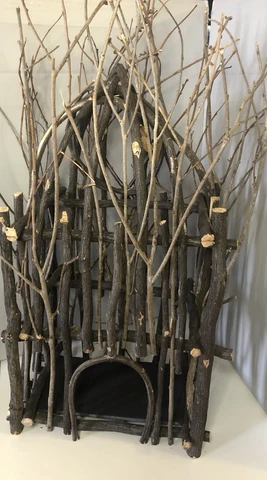 PRIMITIVE VINTAGE TWIG DECORATIVE BIRD HOUSE FLORAL BASE DECOR 16” H Cover