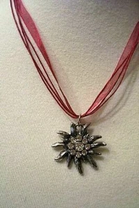 "ANY COLOR Organza Ribbon".Handmade.Germany,German,Necklace,Edelweiss pendant - Picture 1 of 7