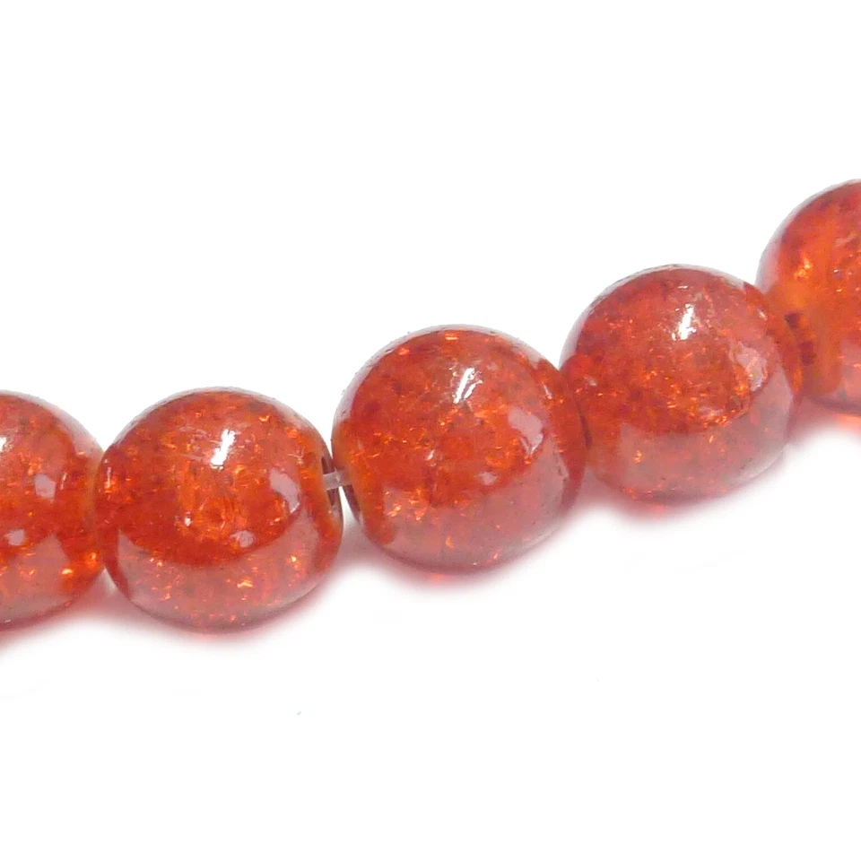Glasperlen Crackle rund 8 mm orange rot ca. 105 Perlen Spacer nenad-design - Bild 1 von 4