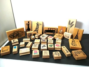 Lot 35 Holzhalterung Gummistempel Golf, Eiffel, Blumen, Tiere & mehr neu & gebraucht - Bild 1 von 21