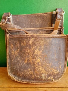 Vintage 1950s Bus Conductors Brown Leather Pouch Money Satchel Bag - Picture 1 of 11