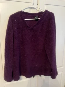 Suéter suave brillante púrpura Faded Glory para mujer talla XL (16/18) manga larga - Imagen 1 de 3