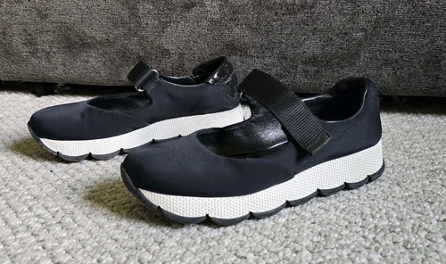 Prada Nero Bianco Platform Maryjane Sneaker Donna 37 7 LEGGI DIFETTO ⬇️