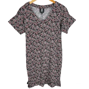 Neu mit Etikett Nordstrom Bobeau Micro Floral schwarzes T-Shirt Mini Etui-Kleid Größe Small - Bild 1 von 9