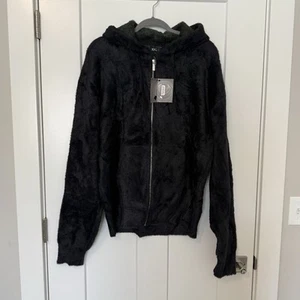 NEW Derschutze Fuzzy Black  Green Zip Up Hoodie Jacket Men’s Size XXL NYC To RIO - Picture 1 of 6
