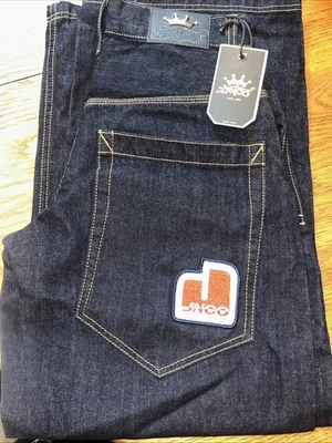 Jeans jeans masculino Jnco 85 azul marinho escuro perna larga tamanho 30 - Imagem 1 de 4