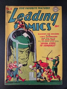 LEADING COMICS #4 (DC COMICS 1942) VERDE FLECHA VIGILANTE CUBIERTA CLÁSICA EN MUY BUEN ESTADO - Imagen 1 de 6