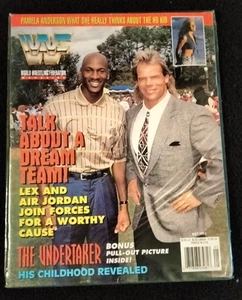 WWF RAW MAGAZINE MAY 1995 MICHAEL JORDAN LEX LUGER UNDERTAKER POSTER + CARDS - Foto 1 di 2