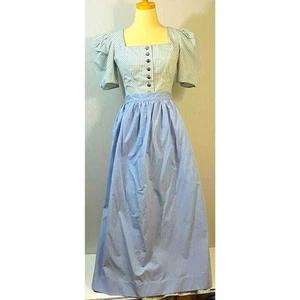 Vintage blau weiß echt Made in Austria Dirndl Oktoberfest Kleid mit Schürze - Bild 1 von 12