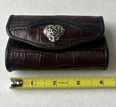 Brighton Mini Monedero Cartera Cuero Marrón Pequeño 2 1/2"x 4” Espejo Foto 1 de 4